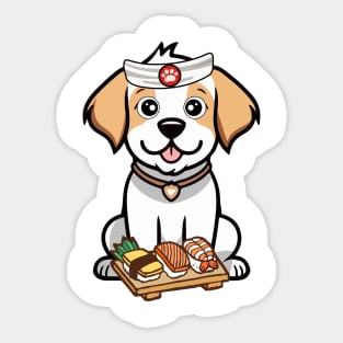 Funny happy dog is a sushi chef Sticker